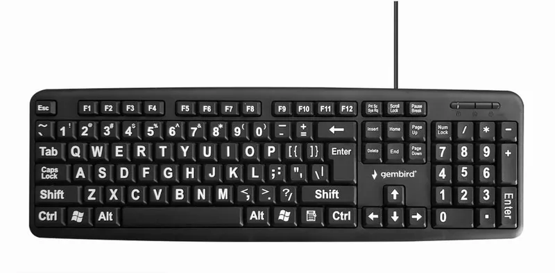 KEYBOARD STANDART USB ENG BIG/LETT. BLACK KB-US-103 GEMBIRD