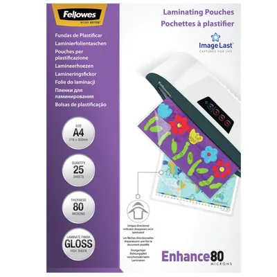 LAMINATOR POUCH IMAGELAST/A4 80 25PCS 5396205 FELLOWES