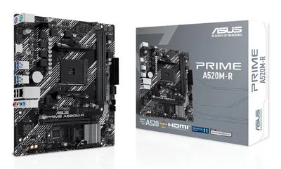 Mainboard|ASUS|AMD A520|SAM4|Micro-ATX|Memory DDR4|Memory slots 2|1xPCI-Express 3.0 1x|1xPCI-Express 3.0 16x|1xM.2|1xHDMI|2xUSB 2.0|4xUSB 3.1|2xPS/2|1xRJ45|3xAudio port|PRIMEA520M-R