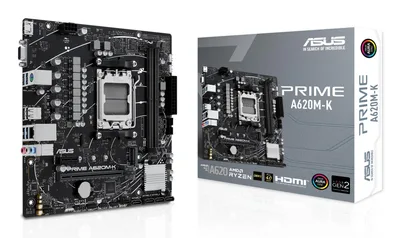Mainboard|ASUS|AMD A620|Micro-ATX|Memory DDR5|Memory slots 2|1xPCI-Express 3.0 1x|1xPCI-Express 4.0 16x|1xM.2|1x15pin D-sub|1xHDMI|2xUSB 2.0|4xUSB 3.2|1xPS/2|1xRJ45|3xAudio port|PRIMEA620M-K