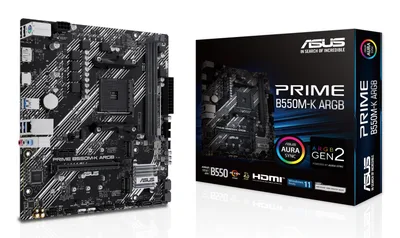 Mainboard|ASUS|AMD B550|SAM4|Micro-ATX|Memory DDR4|Memory slots 2|1xPCI-Express 3.0 1x|1xPCI-Express 3.0 16x|1xPCI-Express 4.0 16x|1xM.2|1xHDMI|1xDisplayPort|1xAudio-In|1xAudio-Out|1xMicrophone|2xUSB 2.0|4xUSB 3.2|1xPS/2|1xRJ45|PRIMEB550M-KARGB