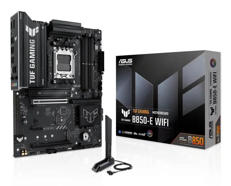 Mainboard|ASUS|AMD B850|SAM5|ATX|Memory DDR5|Memory slots 4|1xPCI-Express 4.0 1x|1xPCI-Express 4.0 16x|1xPCI-Express 5.0 16x|3xM.2|1xHDMI|1xDisplayPort|3xUSB 2.0|4xUSB 3.2|1xUSB-C|1xRJ45|3xAudio port|TUFGAMINGB850-EWIFI