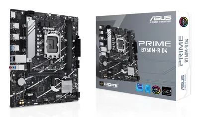 Mainboard|ASUS|Intel B760 Express|LGA1700|Micro-ATX|Memory DDR4|Memory slots 2|2xPCI-Express 4.0 1x|1xPCI-Express 4.0 16x|2xM.2|1x15pin D-sub|1xHDMI|4xUSB 2.0|4xUSB 3.2|1xOptical S/PDIF|3xAudio port|PRIMEB760M-RD4