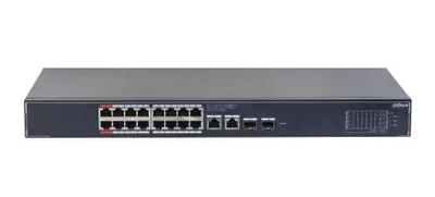 Switch|DAHUA|DH-SG4020LP|Switch layer L2|16xRJ-45 ports|RJ-45 Ports Type Gigabit Ethernet (10/100/1000)|2xGigabit Ethernet (copper) ports quantity|2xSFP module slots quantity|16xPower over Ethernet (PoE) ports quantity|Total Power over Ethernet (PoE) budget 190 W|SG4020LP