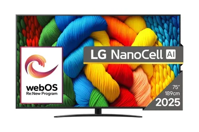 TV Set|LG|75"|4K/Smart|3840x2160|Wireless LAN|Bluetooth|webOS|Black|75NANO81A3A