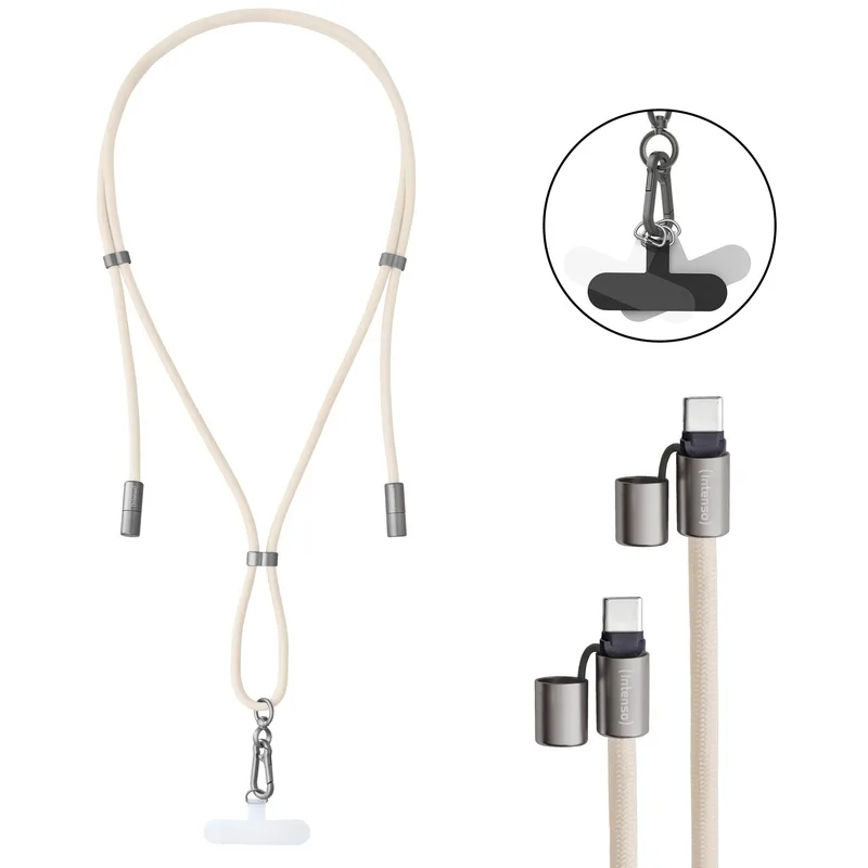 CABLE USB-C TO USB-C 1.65M/LANYARD BEIGE 7991001 INTENSO