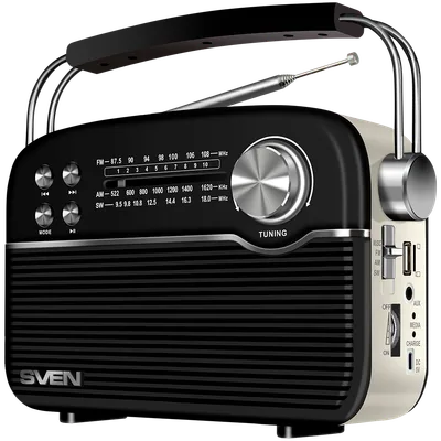 Speaker SVEN SRP-500, black (3W, Bluetooth,FM/AM/SW, USB, microSD, AUXt, battery)