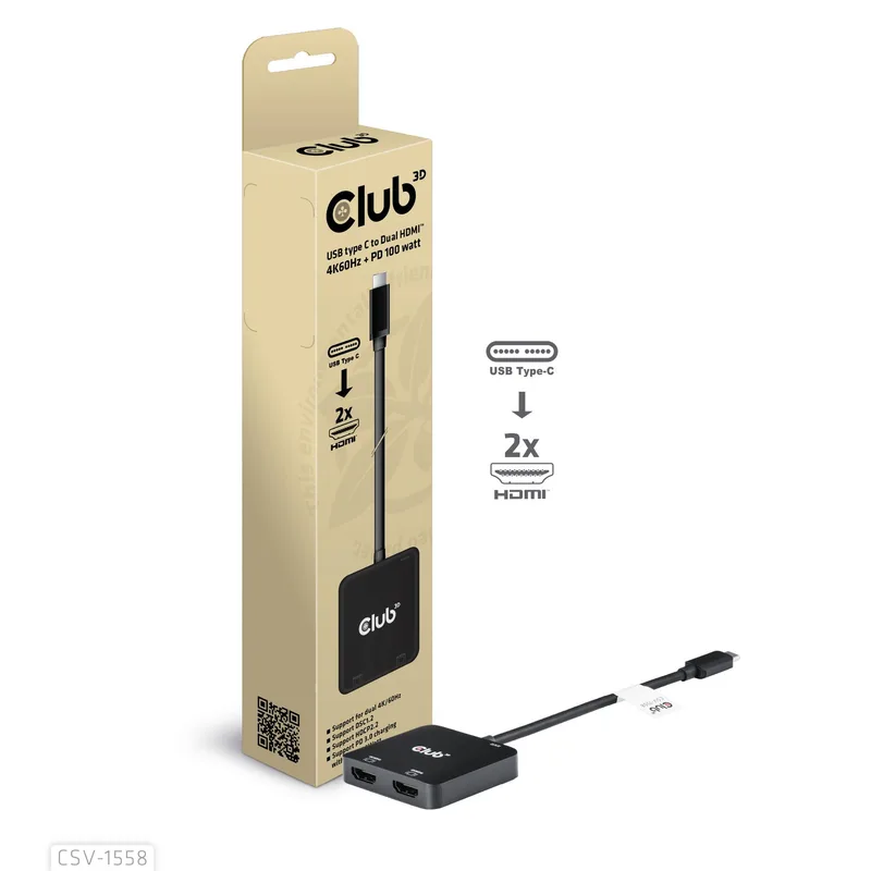 I/O HUB USB-C TO HDMI 2PORT/MST CSV-1558 CLUB3D