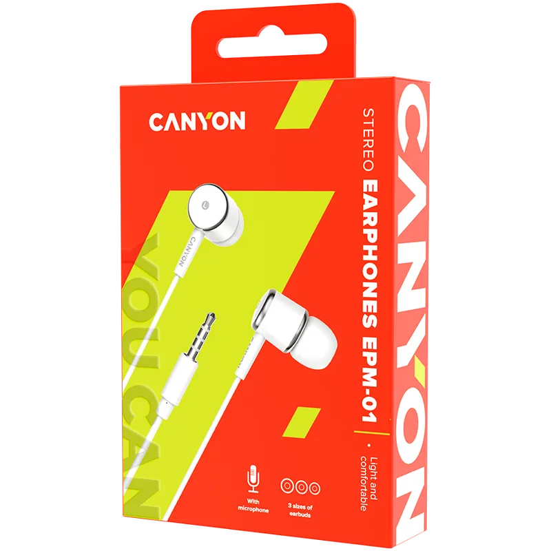CANYON headphones EPM-01 Mic 1.2m White