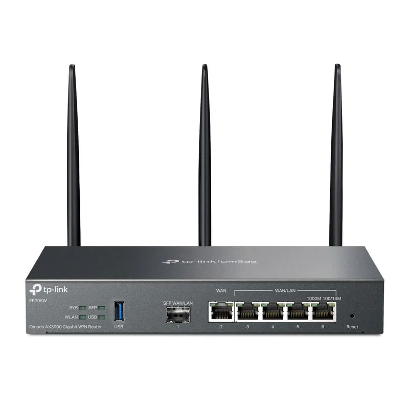 Wireless Router|TP-LINK|Omada AX3000 Gigabit VPN Router|Data speed 3000 Mbit/s|Ethernet WAN Yes|WAN connection type SFP|Ethernet LAN Yes|4xLAN ports|USB port Yes|ER706W
