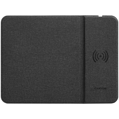 CANYON MP-W5, Mouse Mat with wireless charger, Input 5V/2A,9V2A Output 5W/7.5W/10W, 324*244*6mm, USB Type C cable length 1m, Black, 220g