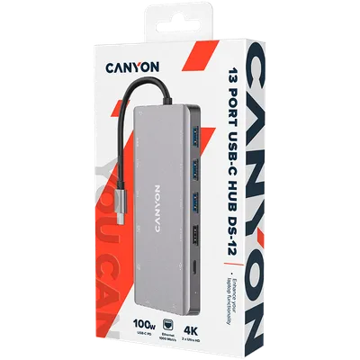 CANYON hub DS-12 13in1 4k USB-C Dark Grey