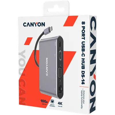 CANYON hub DS-14 8in1 4k USB-C Dark Grey
