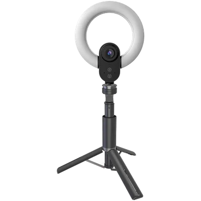 LORGAR Circulus 910, Streaming web camera, 5MP 2592X1944 max resolution, up to 60fps, 1/2.8", Sony STARVIS CMOS image sensor, full glass lens, 5.5'' built-in ring light (1700-14 000K), foldable tripod, auto focus, dual microphones with AI noise reduction, USB Type C, size: 470*133*115mm, 0.525kg, black+white