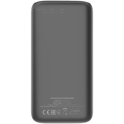 CANYON power bank PB-301 LED 30000 mAh PD 20W QC 3.0 Black