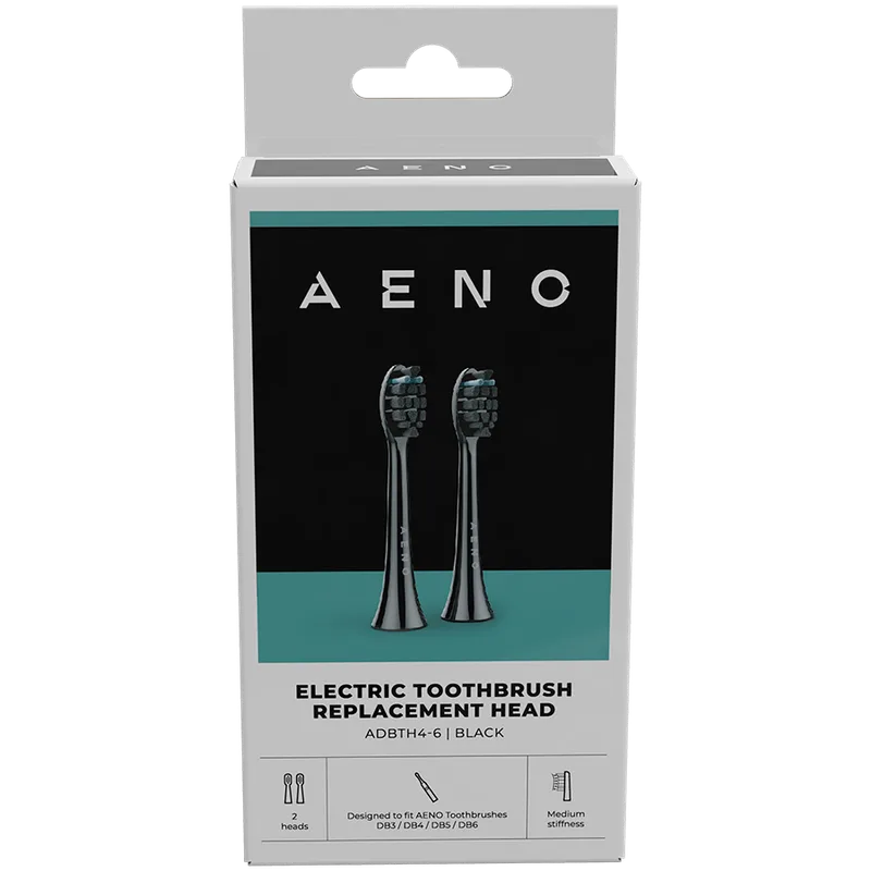 AENO Replacement Toothbrush Heads for DB3/DB4/DB5/DB6, Black, 2 pcs
