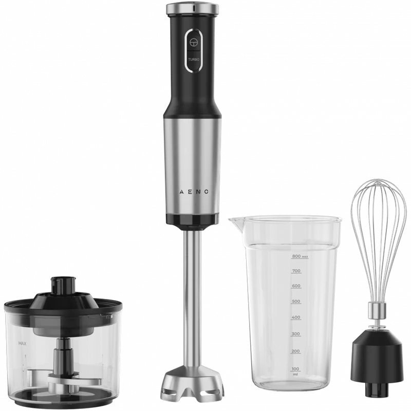 AENO HB4B Hand Blender Set, 1200W, Tiger Teeth Cutter, Whisk, Black