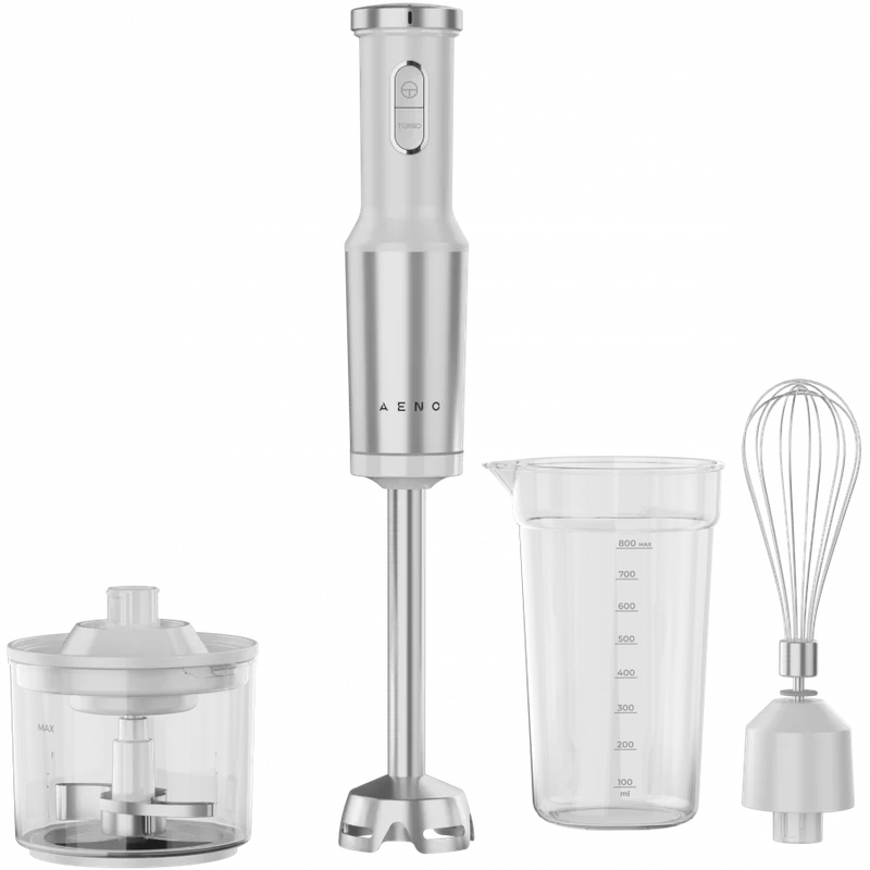 AENO HB4W Hand Blender Set, 1200W, Tiger Teeth Cutter, Whisk, White
