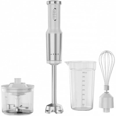 AENO HB4W Hand Blender Set, 1200W, Tiger Teeth Cutter, Whisk, White