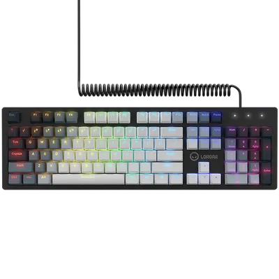 LORGAR Azar 514, Wired mechanical gaming keyboard, RGB backlight, 1680000 colour variations, 18 modes, keys number: 104, 50M clicks, linear dream switches, spring cable up to 3.4m, ABS plastic+metal, magnetic cover, 450*136*39mm, 1.17kg, white, EN layout