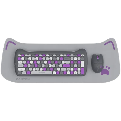 CANYON HSET-W6 EN Keyboard+Mouse Kitty Edition AAA+АА Wireless Violet