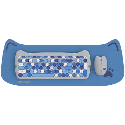 CANYON HSET-W6 EN Keyboard+Mouse Kitty Edition AAA+АА Wireless Blue