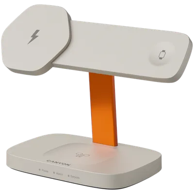 CANYON Wireless Charging Station Hexagon 310 3in1 LightGrey/Orange