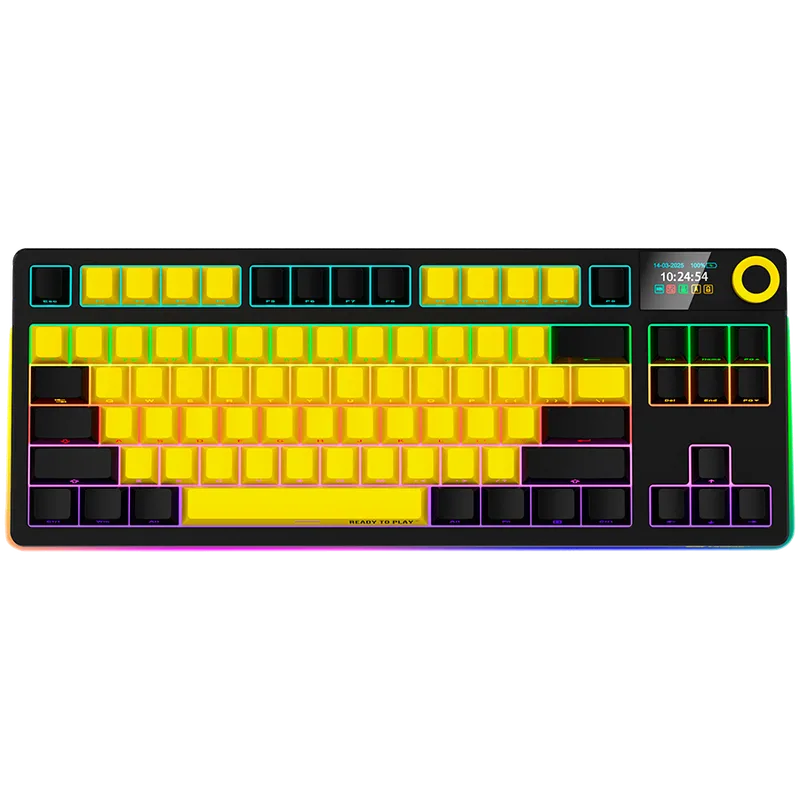 LORGAR KBP70TKLW, Wireless TKL Mechanical Gaming Keyboard Pro, Black/yellow, EN layout