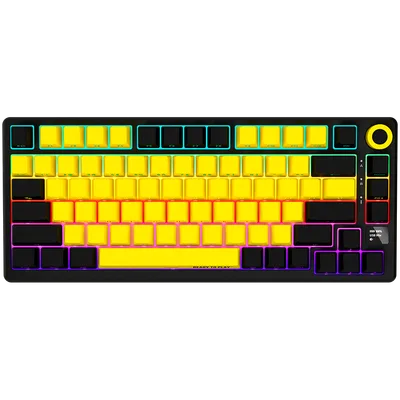 LORGAR KBP7075W, Wireless 75% Mechanical Gaming Keyboard Pro, Black/yellow, EN layout