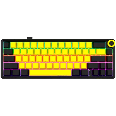 LORGAR KBP70MW, Wireless 65% Mechanical Gaming Keyboard Pro, Black/yellow, EN layout