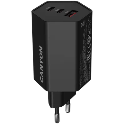 CANYON charger HEXAGON 65 GaN 65W 2xPD 1xQC EU Black