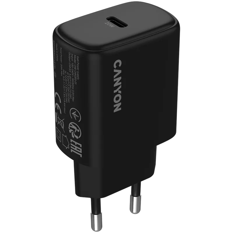 CANYON charger OnCharge 200 20W 1xPD EU Black