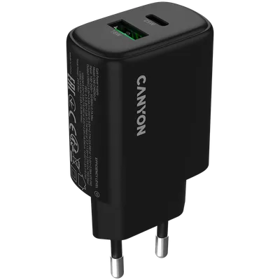 CANYON charger OnCharge 250 25W 1xPD 1xQC EU Black