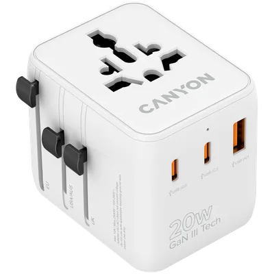 CANYON Travel Adapter OnTour 20 EU/UK/US/AUS 20W  White