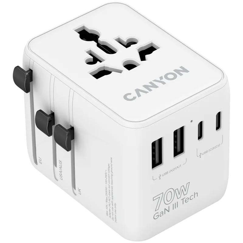 CANYON Travel Adapter OnTour 70 EU/UK/US/AUS 70W White