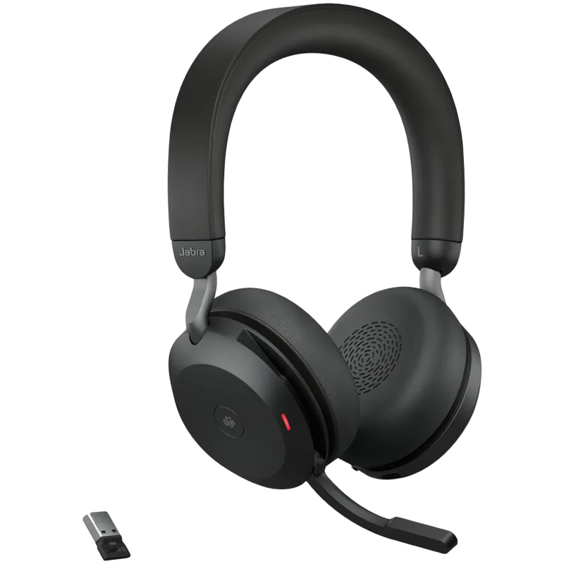 JABRA EVOLVE2 75, Link390a MS Stereo Black, EVOLVE2 75 headset Black MS, Link 380 BT adapter USB-A MS,1.2m USB-C to USB-A cable, carry pouch, warranty and warning (safety leaflets)