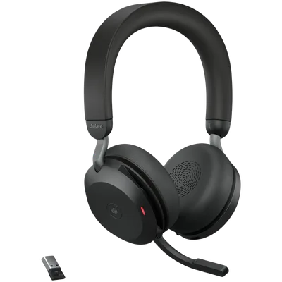 JABRA EVOLVE2 75, Link390a MS Stereo Black, EVOLVE2 75 headset Black MS, Link 380 BT adapter USB-A MS,1.2m USB-C to USB-A cable, carry pouch, warranty and warning (safety leaflets)