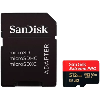 SANDISK Extreme PRO microSDXC 512GB + SD Adapter + 2 years RescuePRO Deluxe up to 200MB/s & 140MB/s Read/Write speeds A2 C10 V30 UHS-I U3
