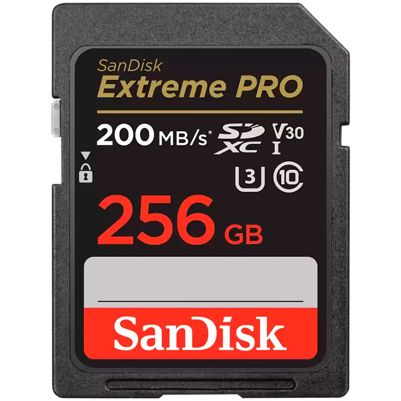 SANDISK Extreme PRO 256GB SDXC Memory Card + 2 years RescuePRO Deluxe up to 200MB/s & 140MB/s Read/Write speeds, UHS-I, Class 10, U3, V30