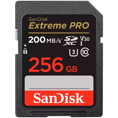 SANDISK Extreme PRO 256GB SDXC Memory Card + 2 years RescuePRO Deluxe up to 200MB/s & 140MB/s Read/Write speeds, UHS-I, Class 10, U3, V30