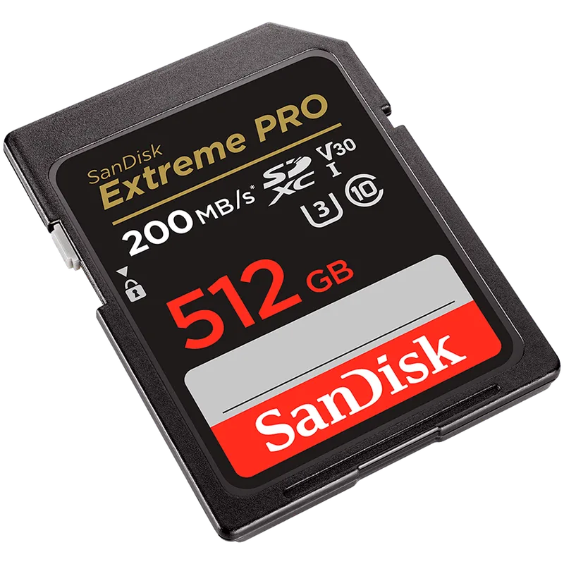 SANDISK Extreme PRO 512GB SDXC Memory Card + 2 years RescuePRO Deluxe up to 200MB/s & 140MB/s Read/Write speeds, UHS-I, Class 10, U3, V30