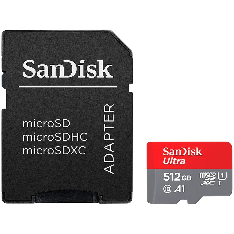 SANDISK Ultra microSDXC 512GB + SD Adapter 150MB/s A1 Class 10 UHS-I