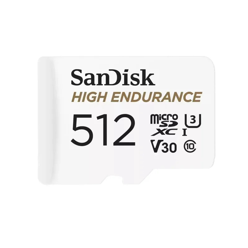 SANDISK High Endurance microSDXC 512GB + SD Adapter - for dash cams and home monitoring, up to 20,000 Hours, Full HD / 4K videos, up to 100/40 MB/s Read/Write speeds, C10, U3, V30