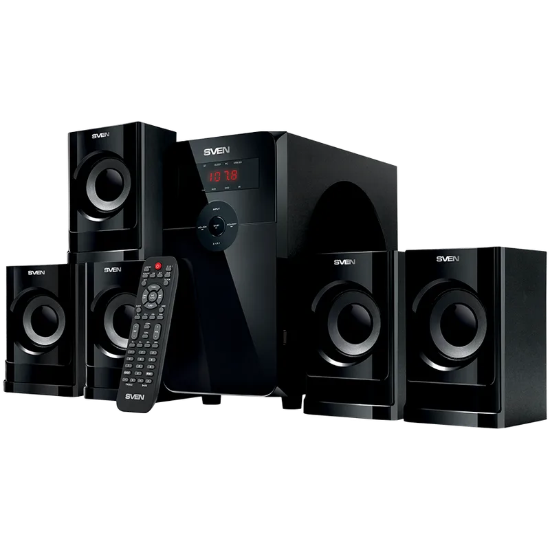 Speakers SVEN HT-201, black (80W, Bluetooth, FM, USB/SD, Display, RC unit)