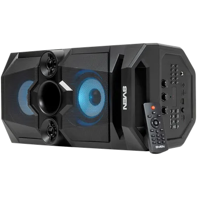 SVEN PS-655 2x25W; LED display; TWS; FM radio; AUX; USB/SD-card support;Lighting; Microphone input (karaoke); Remote Control; Built-in equalizer