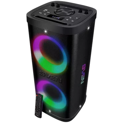 Portable speaker SVEN PS-930, black, power output 2x75W (RMS), TWS, Bluetooth, FM, USB, microSD, LED-display, lithium battery
