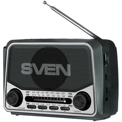 Speaker SVEN SRP-150, gray (3W, Bluetooth, FM/AM/SW, USB, microSD, flashlight, battery)