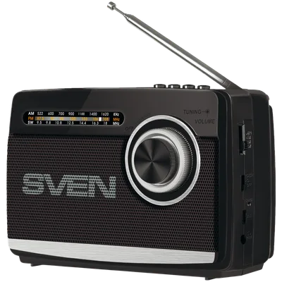 Speaker SVEN SRP-155, black (3W, Bluetooth, FM/AM/SW, USB, microSD, flashlight, battery)