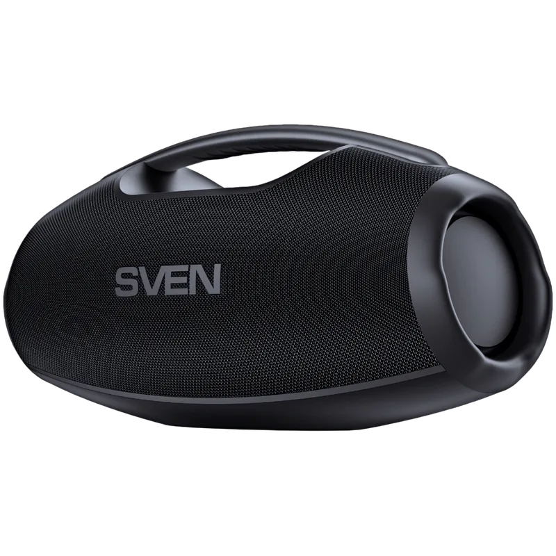 Portable speaker SVEN PS-990, black, power output 180W (RMS), TWS, Bluetooth, RGB backlight, Waterproof (IPx7), USB, Lithium battery, Battery life – up to 16 hours