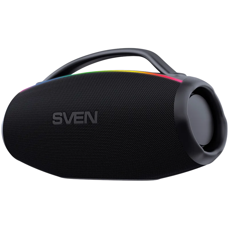 2.1 portable speaker SVEN PS-399, black, power output 50+2x25W (RMS), Auracast, Waterproof (IPx5), TWS, Bluetooth, USB, lithium battery